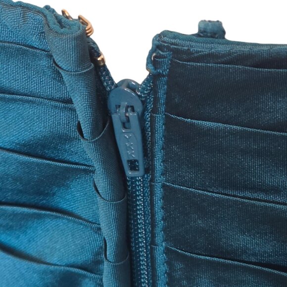 Matte Satin Teal ANGELINA FACCENDA Formal Gown sz 12 - Picture 6 of 12